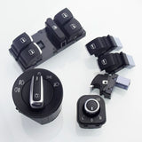 VW Headlight Switch + Window Switch Button FULL SET - Chrome