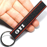 VW GTI Soft Rubber Red Strips Shape Keychain (3 colors)