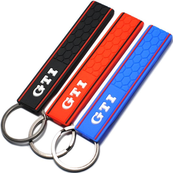 VW GTI Soft Rubber Red Strips Shape Keychain (3 colors)