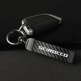 VW Scirocco Leather Carbon Fiber look Keychain