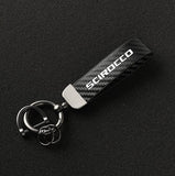 VW Scirocco Leather Carbon Fiber look Keychain