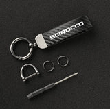 VW Scirocco Leather Carbon Fiber look Keychain